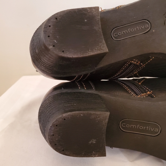 COMFORTIVA Black Leather Women's Short Boots, Side Zip, Like New. Size 8.5 - Picture 8 of 11
